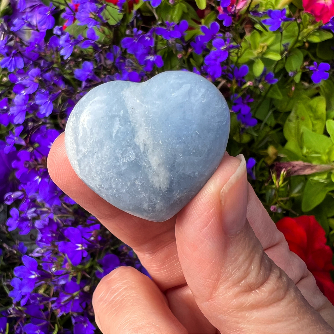 Blue Calcite Crystal Heart